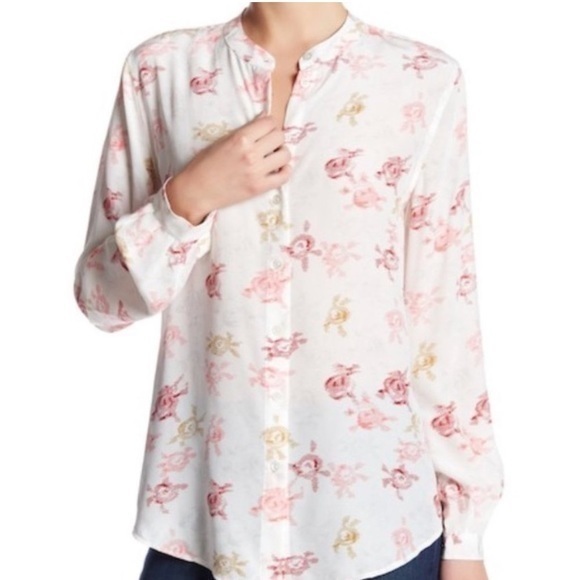Equipment Femme Button Down Blouse Henri in White Link Floral